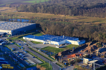 Zone industrielle de Horst, Alfa Aesar GmbH à le quartier Minderslachen in Kandel dans le département Rhénanie-Palatinat, Allemagne d'en haut