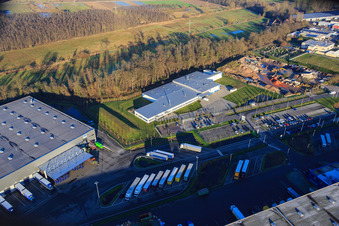 Vue oblique de Zone industrielle de Horst, Alfa Aesar GmbH à le quartier Minderslachen in Kandel dans le département Rhénanie-Palatinat, Allemagne
