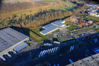 Zone industrielle de Horst, Alfa Aesar GmbH à le quartier Minderslachen in Kandel dans le département Rhénanie-Palatinat, Allemagne d'en haut