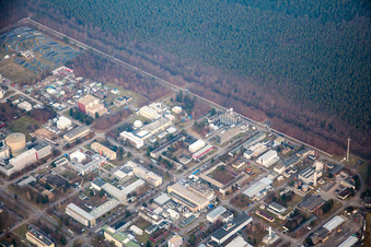 Vue aérienne de KIT Nord à le quartier Leopoldshafen in Eggenstein-Leopoldshafen dans le département Bade-Wurtemberg, Allemagne