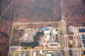 Vue oblique de Campus Nord du KIK à le quartier Leopoldshafen in Eggenstein-Leopoldshafen dans le département Bade-Wurtemberg, Allemagne