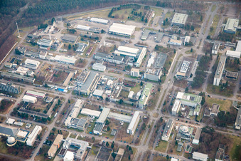 Campus Nord du KIK à le quartier Leopoldshafen in Eggenstein-Leopoldshafen dans le département Bade-Wurtemberg, Allemagne depuis l'avion
