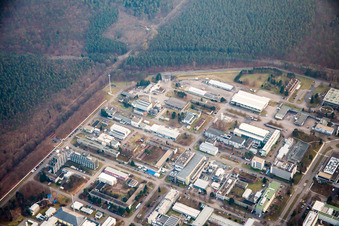Enregistrement par drone de Campus Nord du KIK à le quartier Leopoldshafen in Eggenstein-Leopoldshafen dans le département Bade-Wurtemberg, Allemagne
