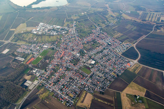 Vue aérienne de Quartier Liedolsheim in Dettenheim dans le département Bade-Wurtemberg, Allemagne