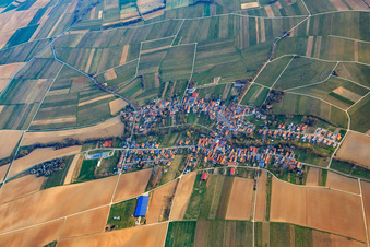 Vue aérienne de Vue d'ensemble du village en hiver depuis le sud à Dierbach dans le département Rhénanie-Palatinat, Allemagne