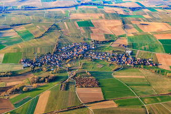 Vue oblique de Vue d'ensemble du village en hiver depuis le nord à Oberhausen dans le département Rhénanie-Palatinat, Allemagne