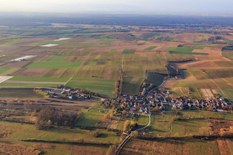 Vue aérienne de Vue d'ensemble du village en hiver depuis le nord à Hergersweiler dans le département Rhénanie-Palatinat, Allemagne
