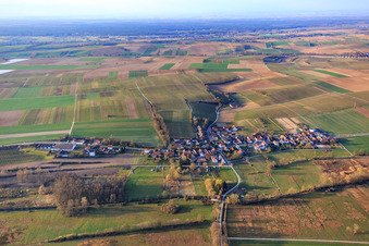 Vue oblique de Vue d'ensemble du village en hiver depuis le nord à Hergersweiler dans le département Rhénanie-Palatinat, Allemagne