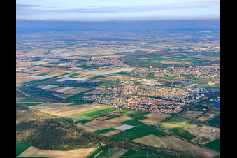 Vue aérienne de Vue du sud-est à le quartier Rheingönheim in Ludwigshafen am Rhein dans le département Rhénanie-Palatinat, Allemagne