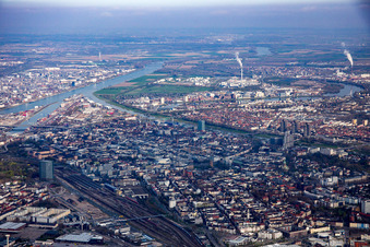 Vue aérienne de Quartier Innenstadt in Mannheim dans le département Bade-Wurtemberg, Allemagne