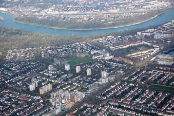 Lindenhof à le quartier Niederfeld in Mannheim dans le département Bade-Wurtemberg, Allemagne d'en haut