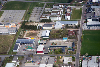 Vue aérienne de Zone industrielle et implantation d'entreprises Rudolf-Dieselstraße à Bensheim dans le département Hesse, Allemagne