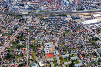 Vue aérienne de École Joseph Heckler à Bensheim dans le département Hesse, Allemagne