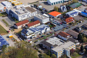 Zone industrielle de Sandwiesen avec Laetus à le quartier Sandwiese in Alsbach-Hähnlein dans le département Hesse, Allemagne vue d'en haut