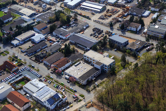 Image drone de Zone industrielle de Sandwiesen avec Laetus à le quartier Sandwiese in Alsbach-Hähnlein dans le département Hesse, Allemagne