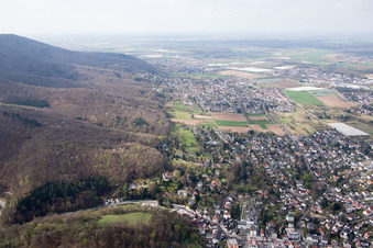Vue oblique de Quartier Jugenheim an der Bergstrasse in Seeheim-Jugenheim dans le département Hesse, Allemagne