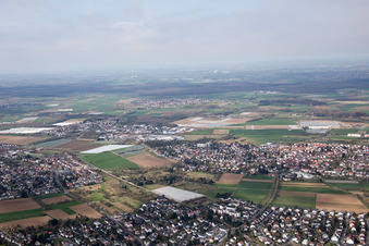 Quartier Jugenheim an der Bergstrasse in Seeheim-Jugenheim dans le département Hesse, Allemagne d'en haut