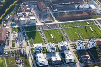 Vue aérienne de Chantier de construction du parc des expositions du Salon national des jardins 2015 à Landau in der Pfalz dans le département Rhénanie-Palatinat, Allemagne