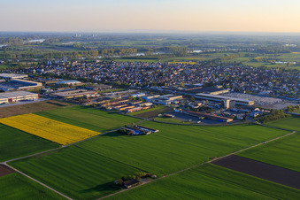 Vue aérienne de Zone industrielle de Railway Street à Biebesheim am Rhein dans le département Hesse, Allemagne