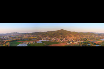 Vue aérienne de Panorama de la ville au pied du Melibokus à Zwingenberg dans le département Hesse, Allemagne
