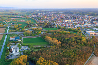 Vue aérienne de Station d'épuration Lorsch et biogaz Lorsch GmbH&Co.KG à Lorsch dans le département Hesse, Allemagne