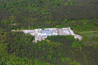 Usine de pierre silico-calcaire Schencking GmbH & Co. KG, usine de Bienwald à le quartier Büchelberg in Wörth am Rhein dans le département Rhénanie-Palatinat, Allemagne d'en haut