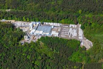 Usine de pierre silico-calcaire Schencking GmbH & Co. KG, usine de Bienwald à le quartier Büchelberg in Wörth am Rhein dans le département Rhénanie-Palatinat, Allemagne hors des airs