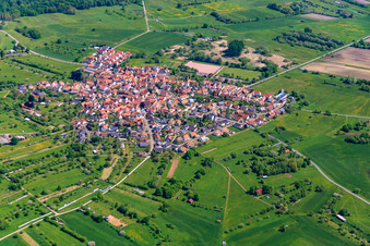 Vue aérienne de Vue d'ensemble de la ville depuis le sud-ouest à le quartier Büchelberg in Wörth am Rhein dans le département Rhénanie-Palatinat, Allemagne