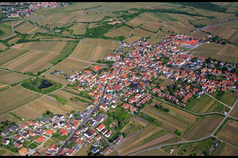 Vue aérienne de Vue d'ensemble de la ville depuis le sud-est à Kallstadt dans le département Rhénanie-Palatinat, Allemagne