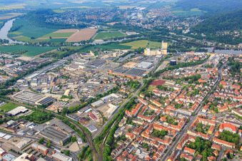 Vue aérienne de Zone industrielle Ohsener Straße avec Stephan Machinery GmbH, Schaeffler Ultra Precision Drives GmbH et Ammann à Hameln dans le département Basse-Saxe, Allemagne