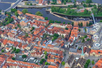 Vue aérienne de Bäckerstr à Hameln dans le département Basse-Saxe, Allemagne