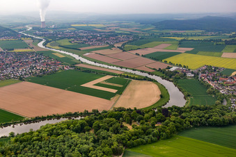Vue aérienne de Weserbogen à Hameln dans le département Basse-Saxe, Allemagne