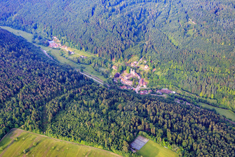 Photographie aérienne de Ruines du monastère de Frauenalb à le quartier Schielberg in Marxzell dans le département Bade-Wurtemberg, Allemagne