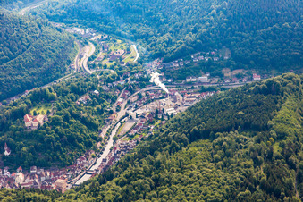 Vue aérienne de Usines de pectine Herbstreith & Fox GmbH & Co. KG dans la vallée de l'Enz à Neuenbürg dans le département Bade-Wurtemberg, Allemagne