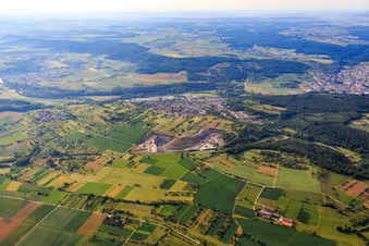 Vue aérienne de Travaux de pierre naturelle dans le nord de la Forêt-Noire NSN GmbH & Co.KG à le quartier Enzberg in Mühlacker dans le département Bade-Wurtemberg, Allemagne