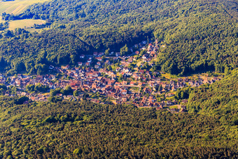 Photographie aérienne de Vue du village caché dans la forêt du Palatinat depuis le nord à Dörrenbach dans le département Rhénanie-Palatinat, Allemagne