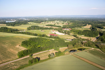 Neewiller-près-Lauterbourg dans le département Bas Rhin, France du point de vue du drone
