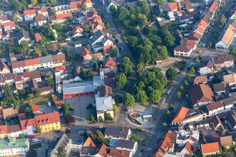 Vue aérienne de Terrain de la caserne des pompiers volontaires Waghäusel Dept. Wiesental à le quartier Wiesental in Waghäusel dans le département Bade-Wurtemberg, Allemagne