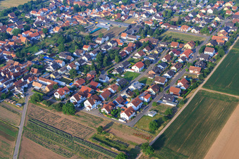 Vue aérienne de Amselweg à le quartier Niederlustadt in Lustadt dans le département Rhénanie-Palatinat, Allemagne