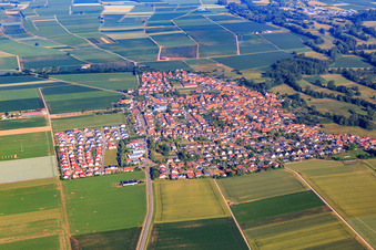 Vue aérienne de Vue d'ensemble du village depuis l'est à Steinweiler dans le département Rhénanie-Palatinat, Allemagne