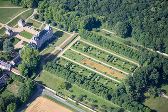 Vue aérienne de Parc du château de La Basse Cour à Huisseau-en-Beauce dans le département Loir et Cher, France