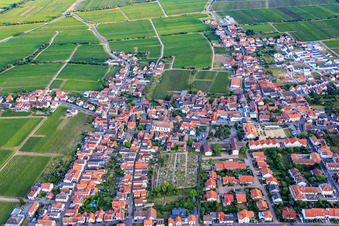 Vue aérienne de Village viticole au bord du Haardt vu du nord à le quartier Diedesfeld in Neustadt an der Weinstraße dans le département Rhénanie-Palatinat, Allemagne