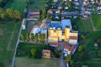 Photographie aérienne de Silos du moulin à grains Cornexo GmbH à Freimersheim dans le département Rhénanie-Palatinat, Allemagne