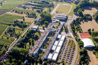 Vue aérienne de Bâtiment scolaire du lycée Stanislas à le quartier Altenstadt in Wissembourg dans le département Bas Rhin, France
