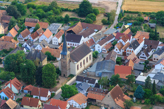Vue aérienne de Kirchstr à Knittelsheim dans le département Rhénanie-Palatinat, Allemagne