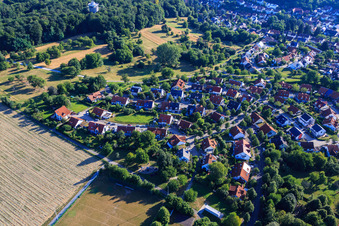 Vue aérienne de Au château d'eau à le quartier Hohenwettersbach in Karlsruhe dans le département Bade-Wurtemberg, Allemagne