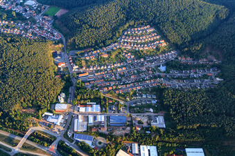 Vue aérienne de Au sommet de la colline à Hauenstein dans le département Rhénanie-Palatinat, Allemagne