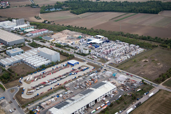 Zone industrielle Im Langgewan, société de transport Kube & Kubenz à Worms dans le département Rhénanie-Palatinat, Allemagne depuis l'avion