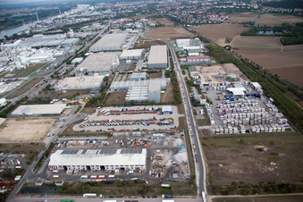 Zone industrielle Im Langgewan, société de transport Kube & Kubenz à Worms dans le département Rhénanie-Palatinat, Allemagne vue du ciel