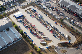 Zone industrielle Im Langgewan, société de transport Kube & Kubenz à Worms dans le département Rhénanie-Palatinat, Allemagne depuis l'avion